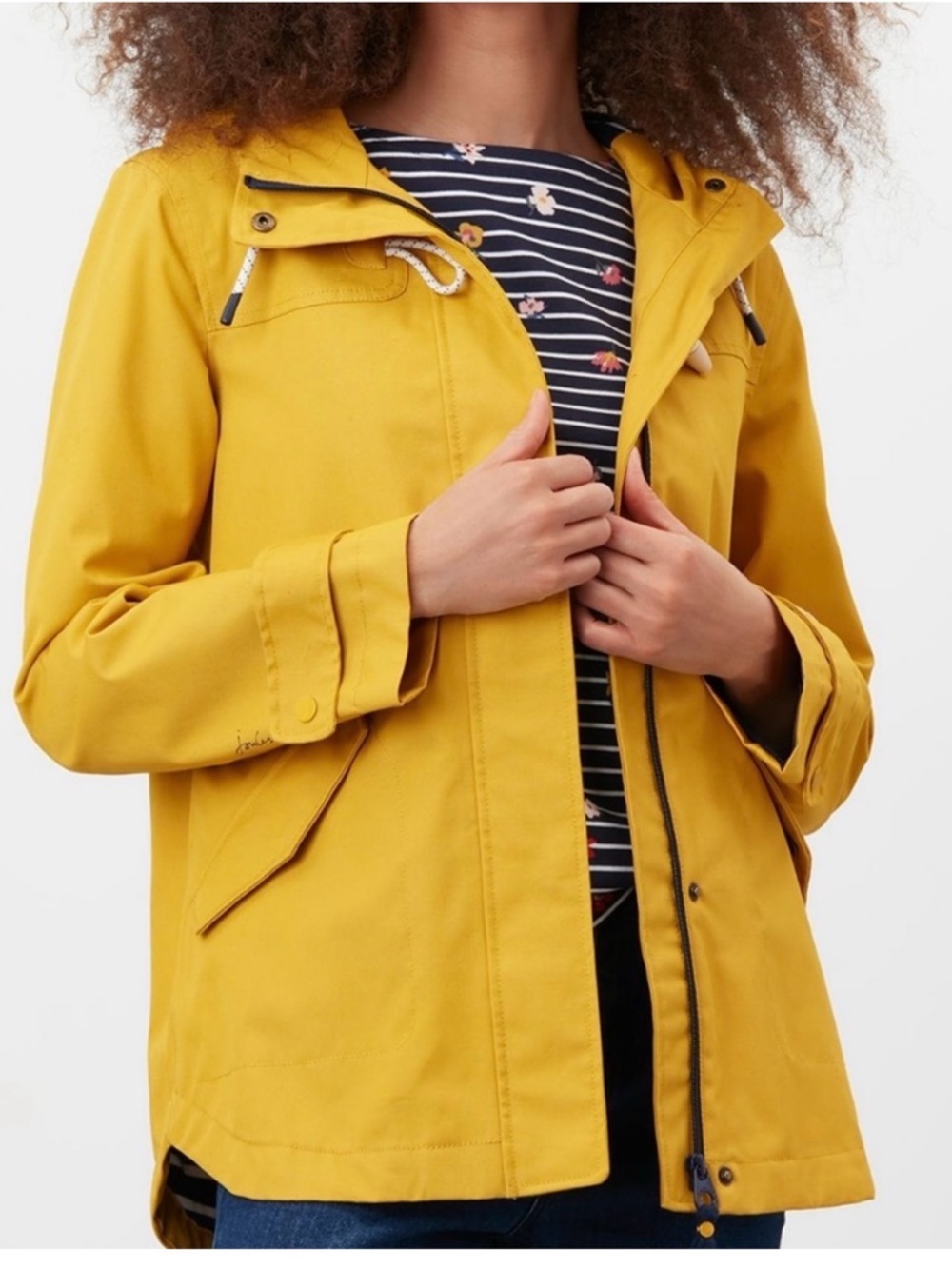 Joules Yellow Antique Gold Coast Toggle Rain Coat 4